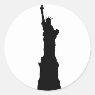 Sticker Rond Statue de la liberté Silhouette