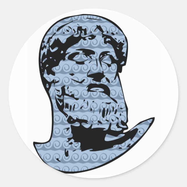 Sticker Rond Statue de Poseidon (Devant)
