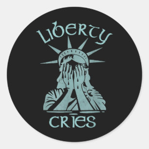 Sticker Rond Statue Des Express De Liberté Mal De Tête Dégoûte