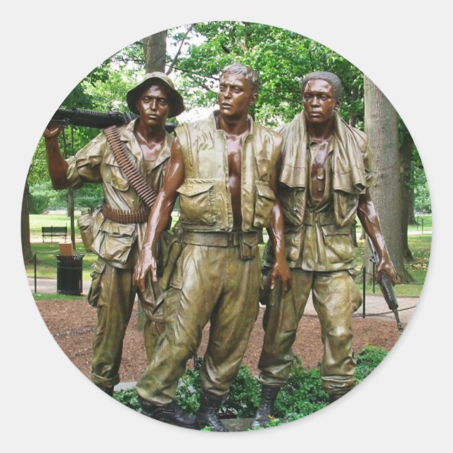 Sticker Rond Statue des trois militaires | Vietnam War Vets (Devant)