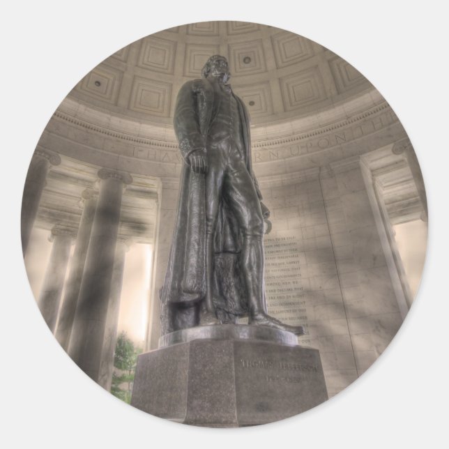 Sticker Rond Statue en bronze du mémorial Thomas Jefferson (Devant)