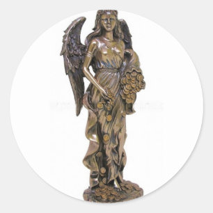STICKER ROND STATUE GRECQUE DE DAME FORTUNA