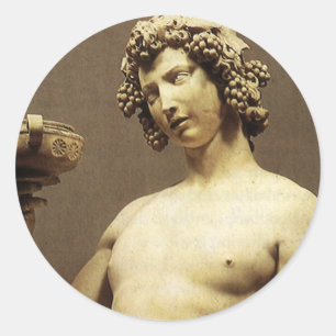 Sticker Rond Statue Renaissance vintage Bacchus par Michelangel