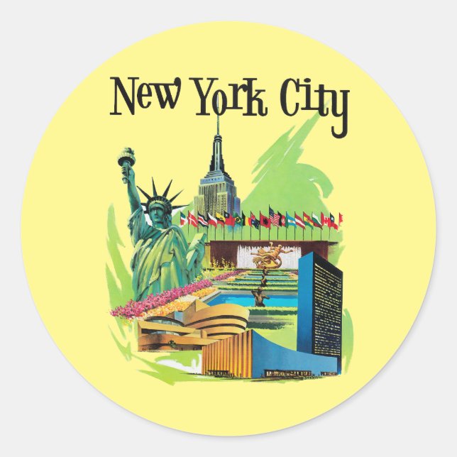Sticker Rond Statue vintage de New York City de la liberté Art  (Devant)