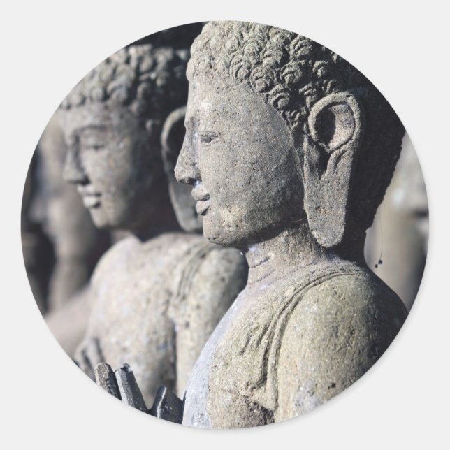 Sticker Rond Statues de Bouddha en pierre (Devant)