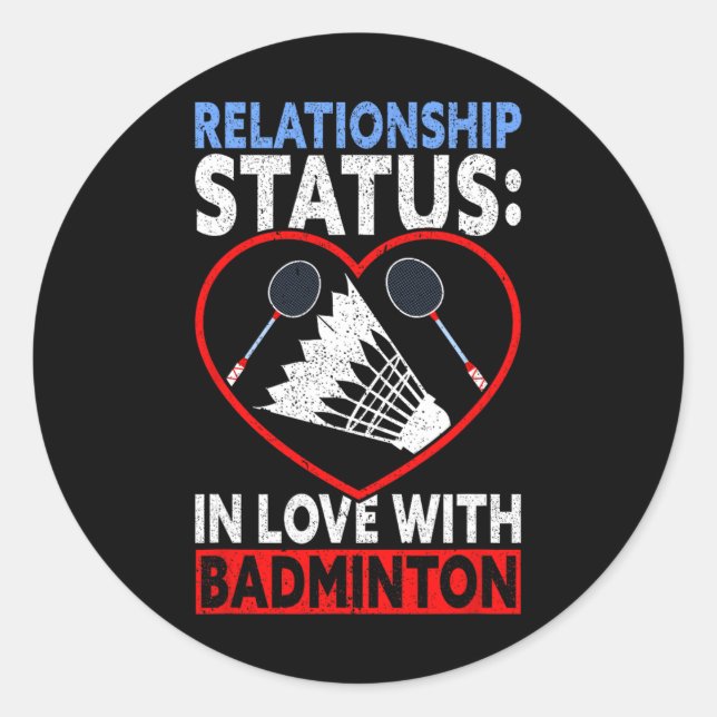 Sticker Rond Statut de la relation amoureuse avec Badminton Fun (Devant)