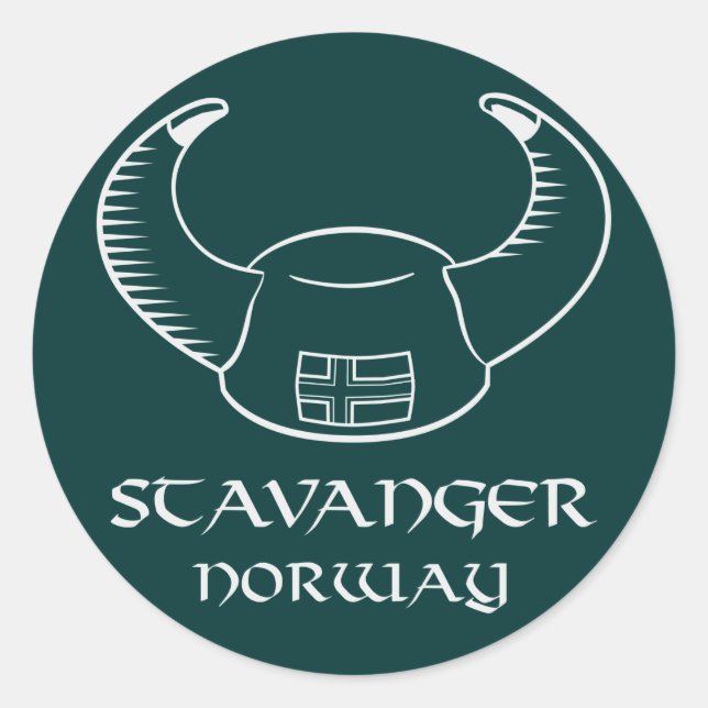 Sticker Rond Stavanger Norvège Viking Casquette (Devant)
