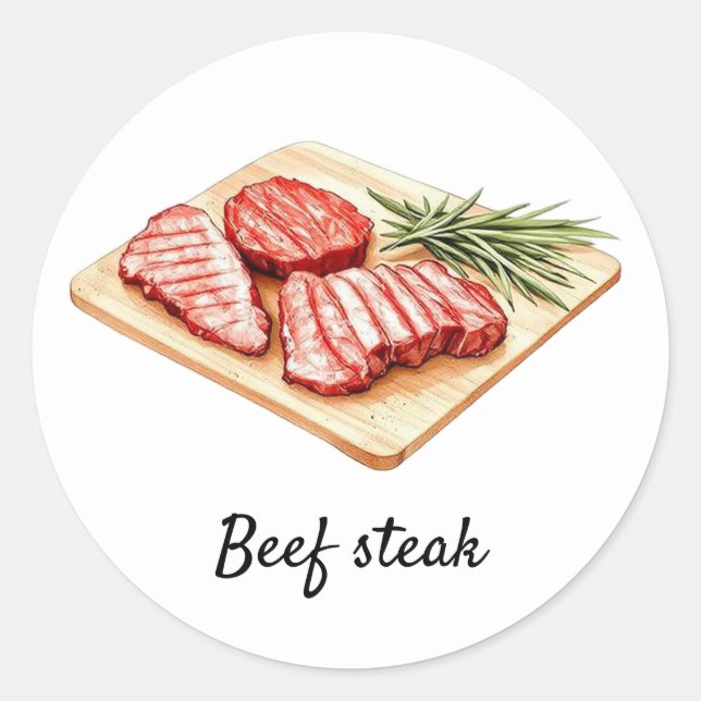 Sticker Rond steak de boeuf professionnel personnalisé Mariage  (Devant)
