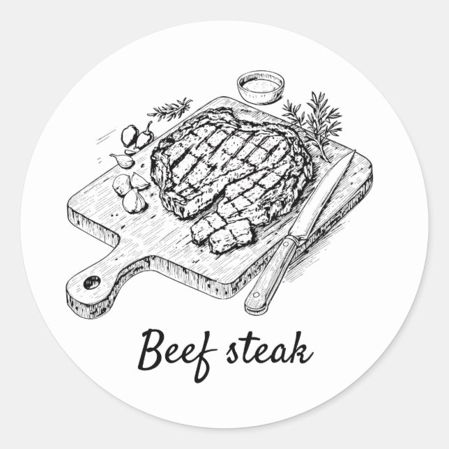 Sticker Rond steak de boeuf professionnel personnalisé Mariage  (Devant)