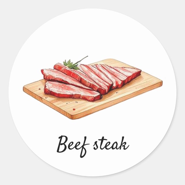 Sticker Rond steak de boeuf professionnel personnalisé Mariage  (Devant)