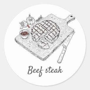 Sticker Rond steak de boeuf professionnel personnalisé Mariage 