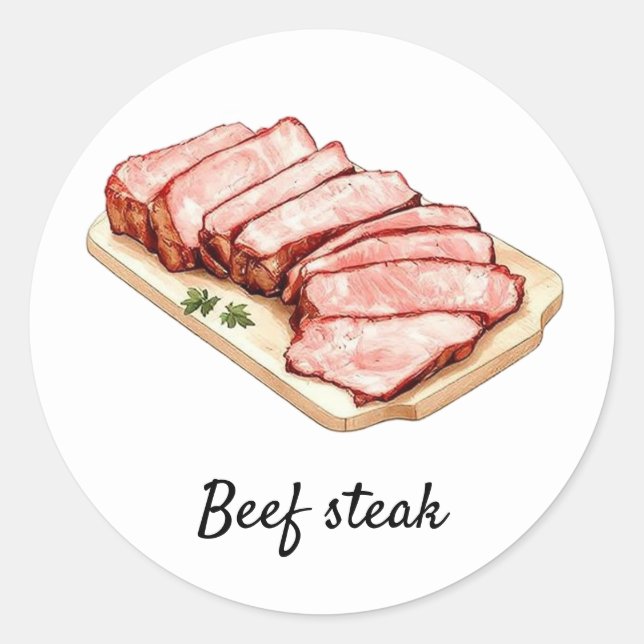 Sticker Rond steak de boeuf professionnel personnalisé Mariage  (Devant)