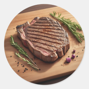 Sticker Rond Steak de Ribeye grillé au romarin