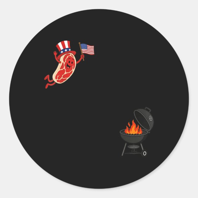 Sticker Rond Steak Dom Plongeant Oncle Sam Steak Volant Drôle (Devant)