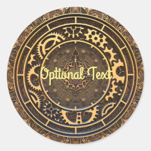 Sticker Rond Steampunk Bronze Gears Filigree