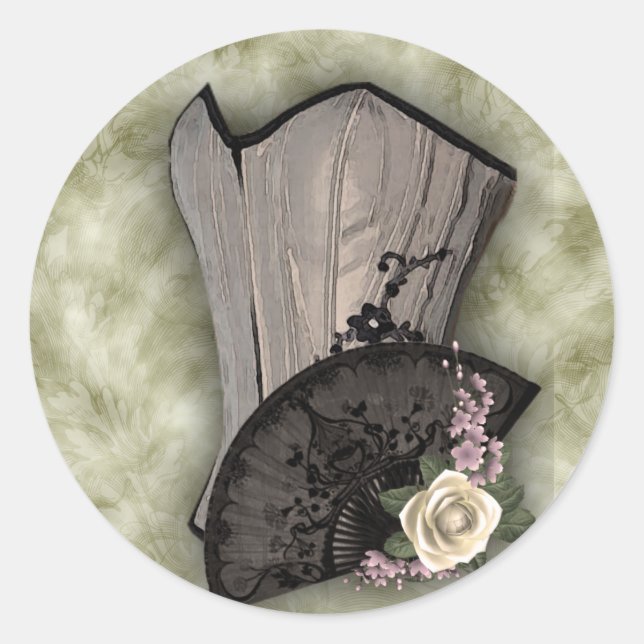Sticker Rond Steampunk Corset and Fan Goth Wedding (Devant)