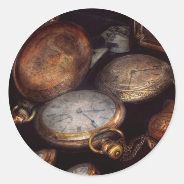 Sticker Rond Steampunk - Horloge - Temps porté (Devant)