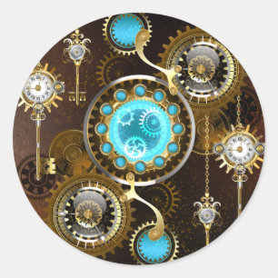 Sticker Rond Steampunk Rusty Background