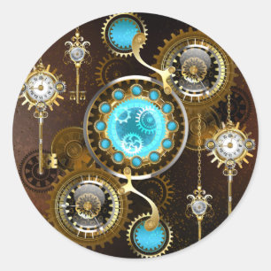 Sticker Rond Steampunk Rusty Background