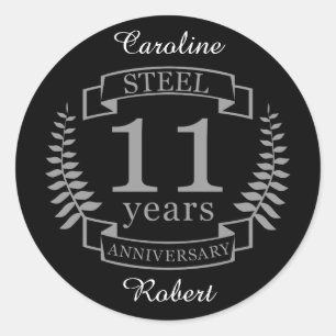 Sticker Rond Steel Eleventh wedding anniversary 11 ans