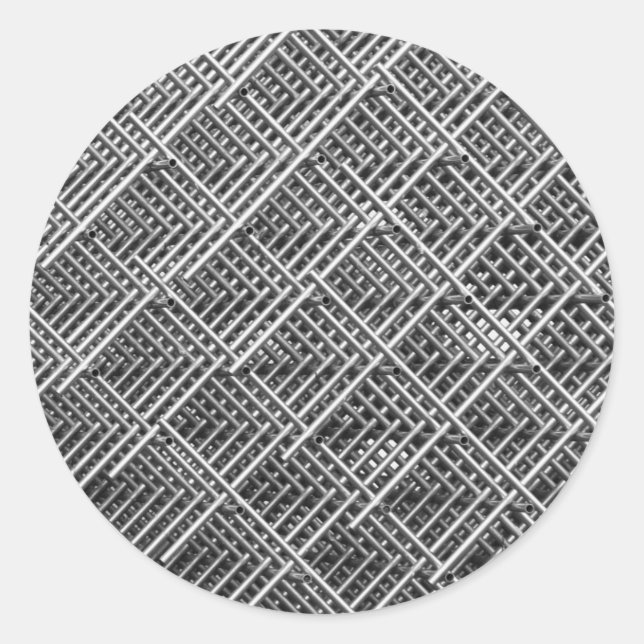 Sticker Rond Steel Grid Industrial Mesh Pattern (Devant)