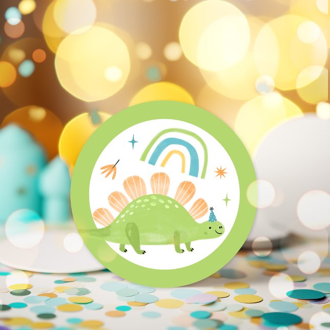 Sticker Rond Stegosaurus Dinosaur fête d'anniversaire Faveurs (Créateur téléchargé)