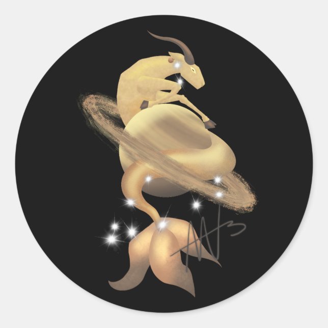 Sticker Rond Stellar Capricorn Saturn Zodiac (Devant)
