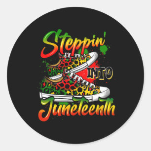 Sticker Rond Steppin' Into JunetDix Ancêtres Chaussures Black P