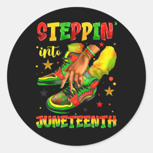 Sticker Rond Steppin' Into JunetDix Ancêtres Melanin Africain