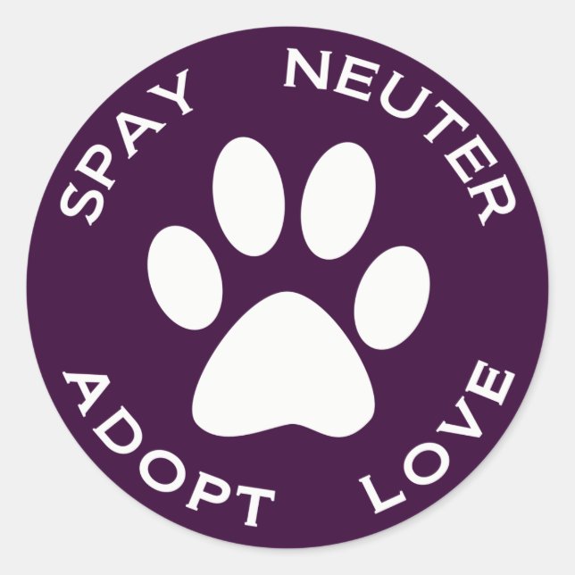 Sticker Rond Stérilisez le neutre adoptent l'amour (Devant)