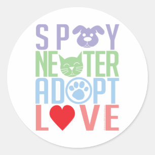 Sticker Rond Stérilisez le neutre adoptent l'amour 2