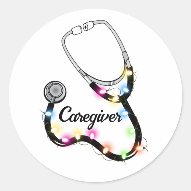 Sticker Rond Stethoscope Avec Lumières De Noël Joyeux Noël Infi (Devant)