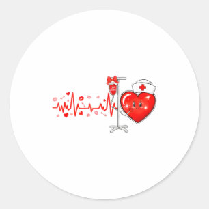 Sticker Rond Stéthoscope Battement de coeur Infirmière Saint-Va