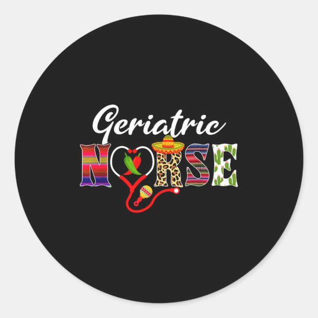 Sticker Rond Stéthoscope cardiaque infirmière gériatrique cinco (Devant)