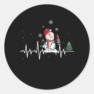 Sticker Rond Stethoscope Coeur-battement Infirmière Snowman Inf