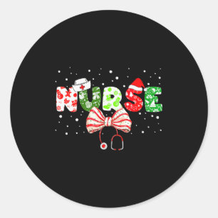 Sticker Rond Stéthoscope de Noël pour femmes Infirmière Coquett