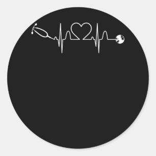 Sticker Rond Stethoscope EKG Heartbeat Nurse Heart Hospital