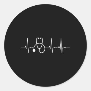 Sticker Rond Stethoscope Heartbeat Ekg Infirmière Médicale Doct