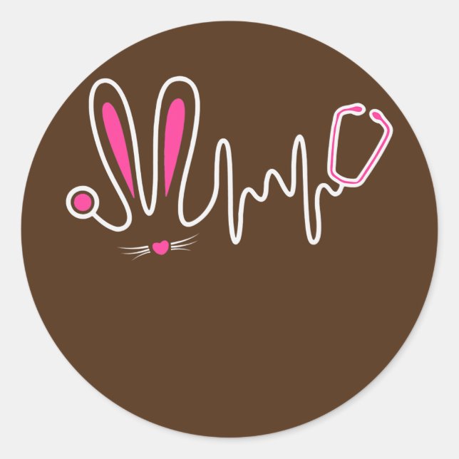 Sticker Rond Stethoscope Lapin de Pâques Infirmière Docteur OEu (Devant)