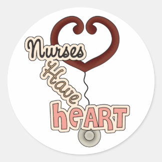 Sticker Rond Stethoscope Les infirmières ont des T-shirts cardi
