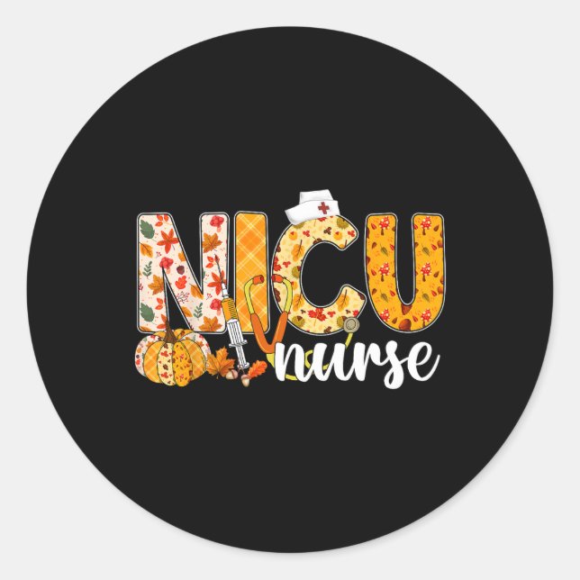 Sticker Rond Stethoscope Nicu Infirmière Automne Yall Feuilles  (Devant)