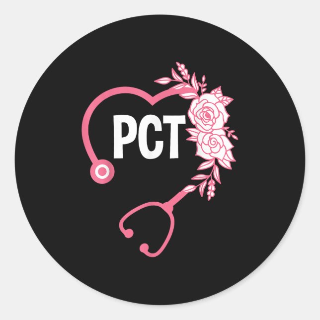 Sticker Rond Stéthoscope Pct Design Technicien en soins aux pat (Devant)