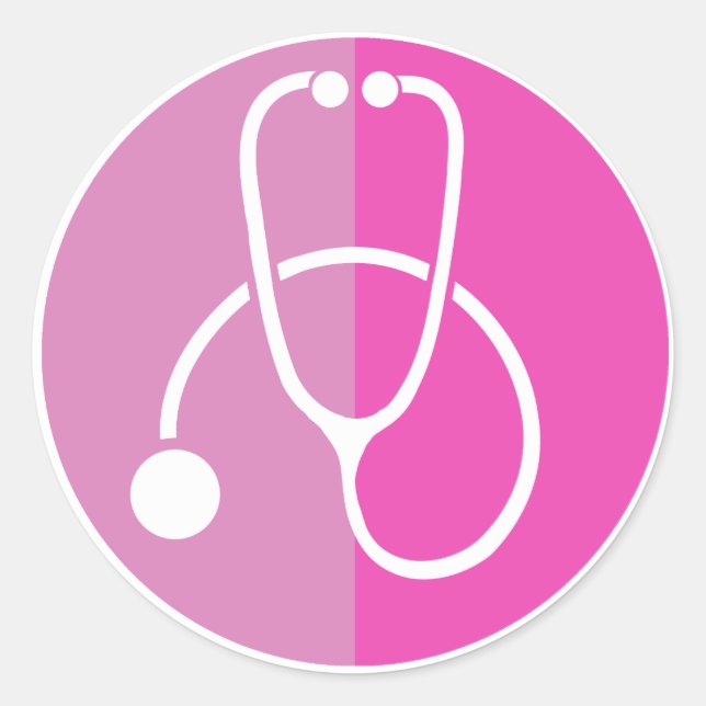 Sticker Rond Stethoscope rose (Devant)