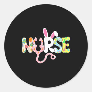 Sticker Rond Stethoscope Scrub Nurse Life Pâques Jour Mignonne 