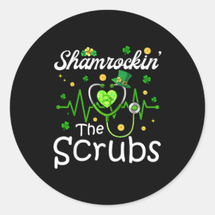Sticker Rond Stéthoscope shamrockin' rythme cardiaque infirmièr