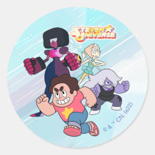 Sticker Rond Steven Universe   Crystal Gem Group Action