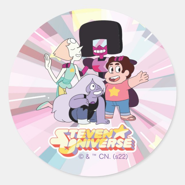 Sticker Rond Steven Universe | Crystal Gem Group Huddle (Devant)