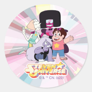 Sticker Rond Steven Universe   Crystal Gem Group Huddle