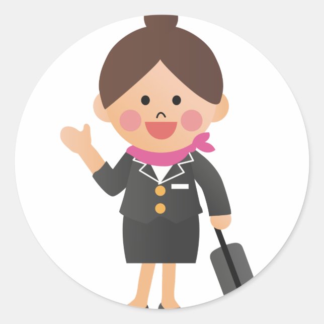 Sticker Rond Steward (hôtesse de l'air) (Devant)
