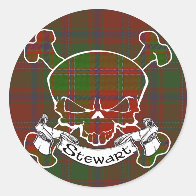 Sticker Rond Stewart Tartan Skull (Devant)